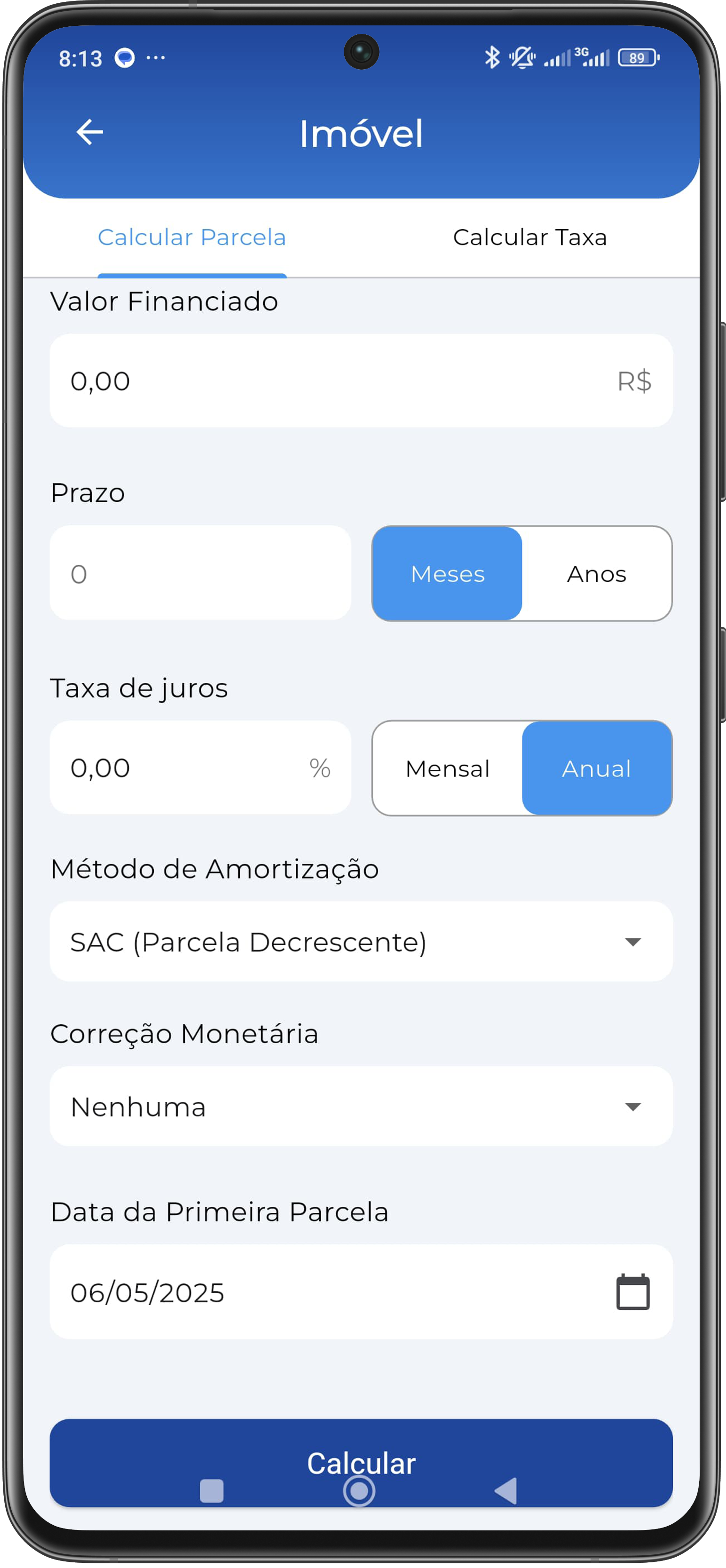 Tela do app