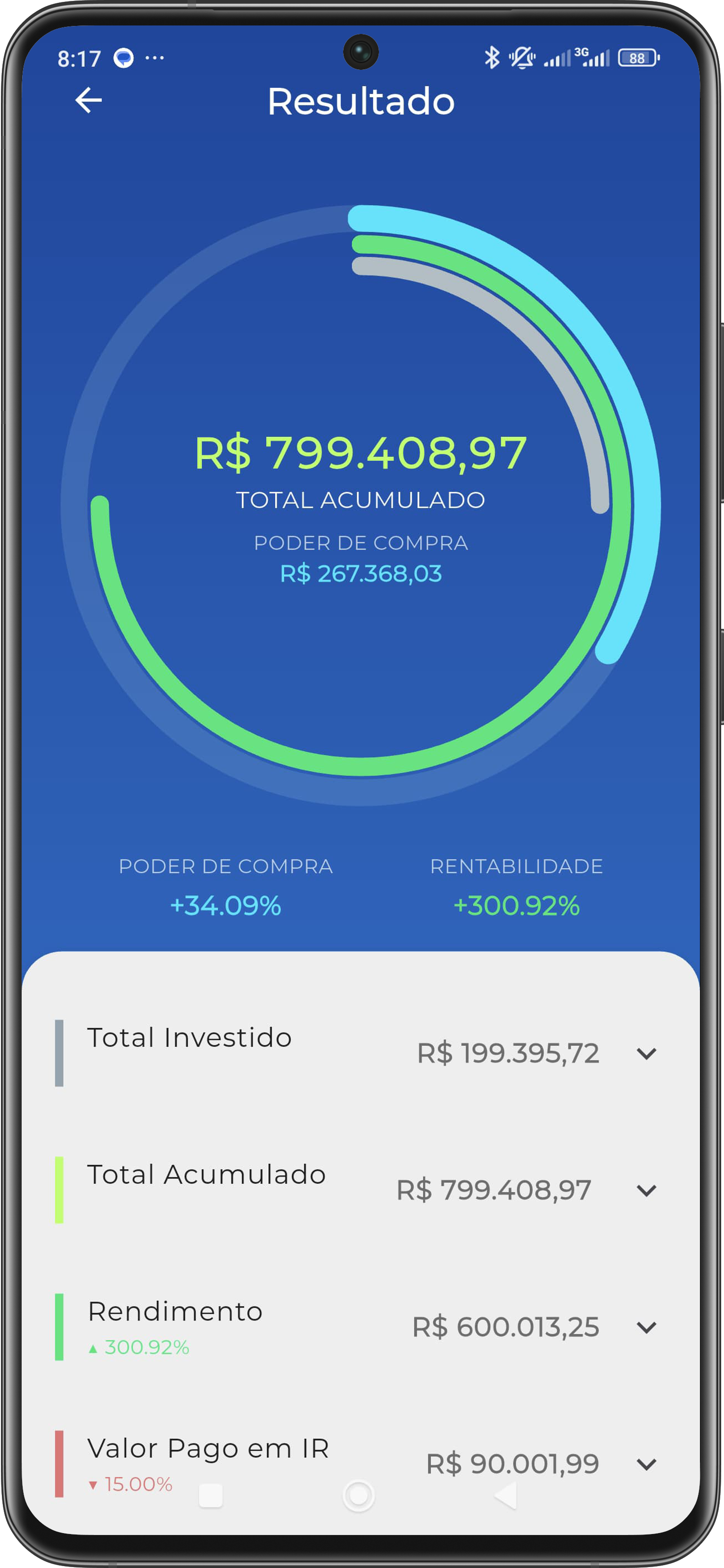 Tela do app